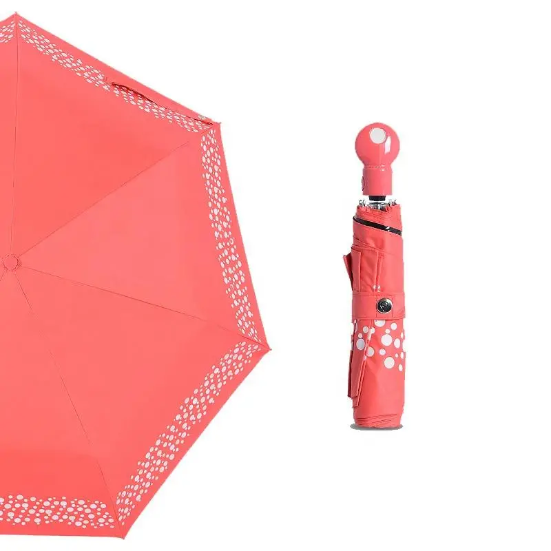 UV Protection Fully Automatic Three Folding Umbrella Color Changing When Exposed to Ultraviolet Light
