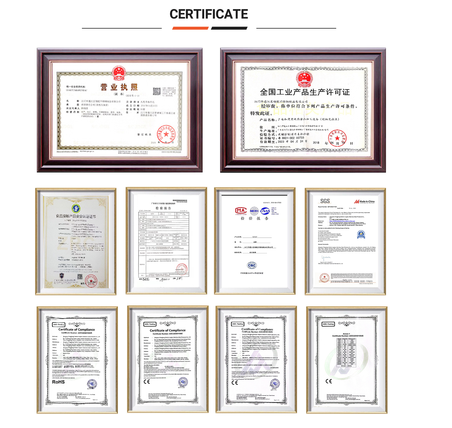 Our Certificate Our Certificate