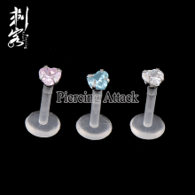 Bioplastic Prong Set Heart CZ Cystal Labret