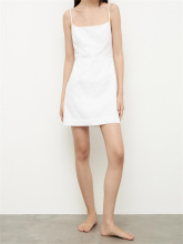 Solid Cotton And Linen Flat Neck Short Skirt