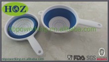 Hot Sale FDA Collapsible Silicone Kitchen Colanders with plastic handle