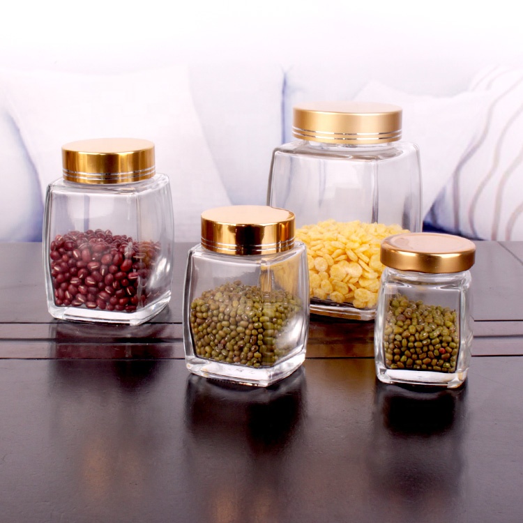 120ml High quality square food grade glass storage jar kitchen storage jar with screw lid