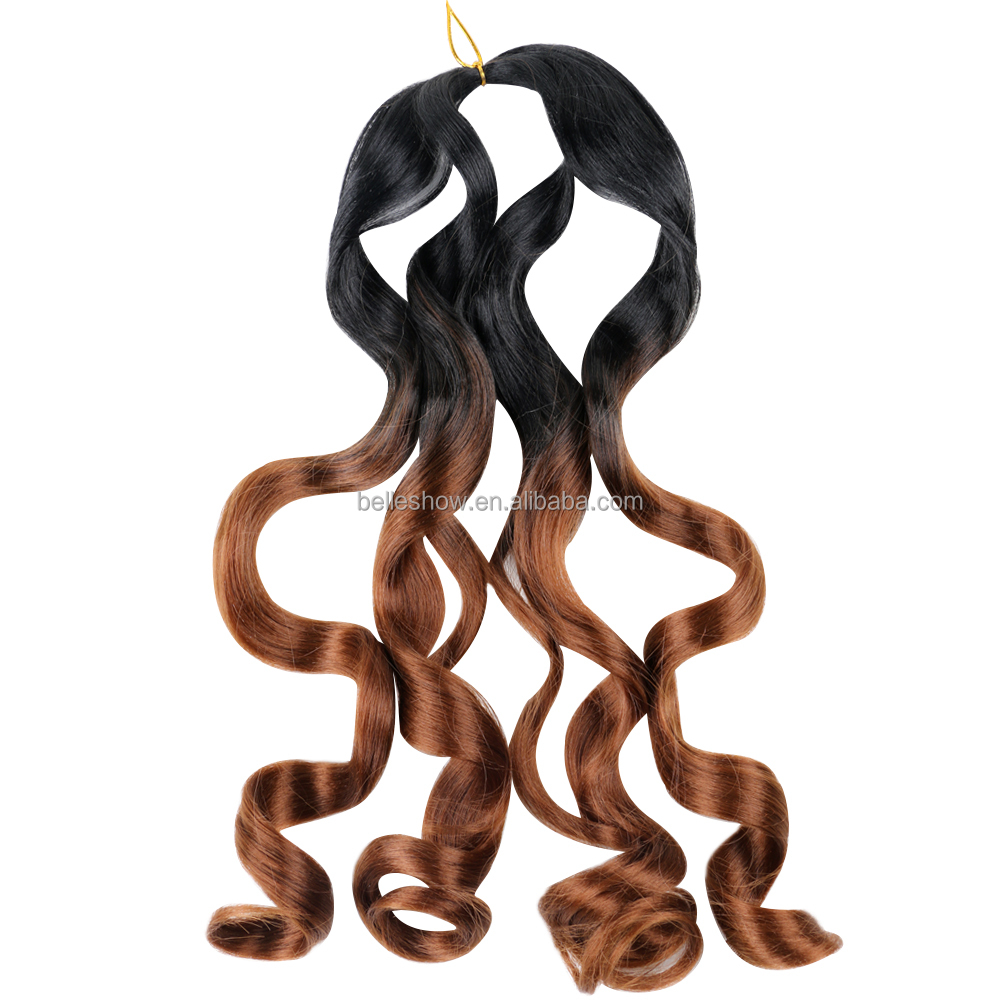 Hot sell  Synthetic shiny silk Wave straight Curls French Curly Crochet Braids spiral curl hair