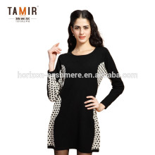 Fashionable Knitted Cashmere Women Winter Dress, Women Casual Dot Cashmere Dress