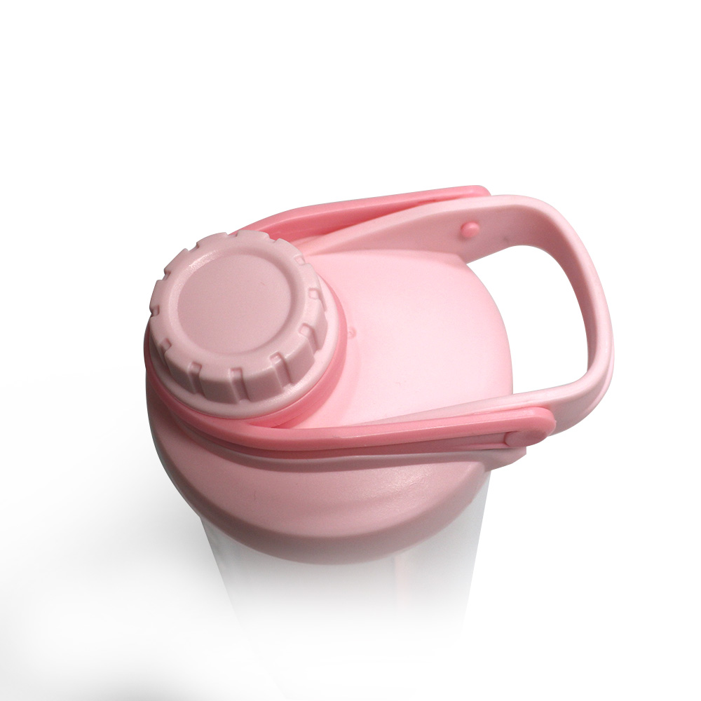 Pink Color Girls Fitness Water Bottle, Shaker Protein 600ML, Plastic Drink Bottles With Ball