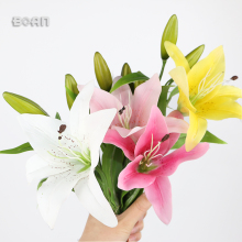 Low Price Glued PVC Artificial Lilies with 1 Head for Gifts or Decoration