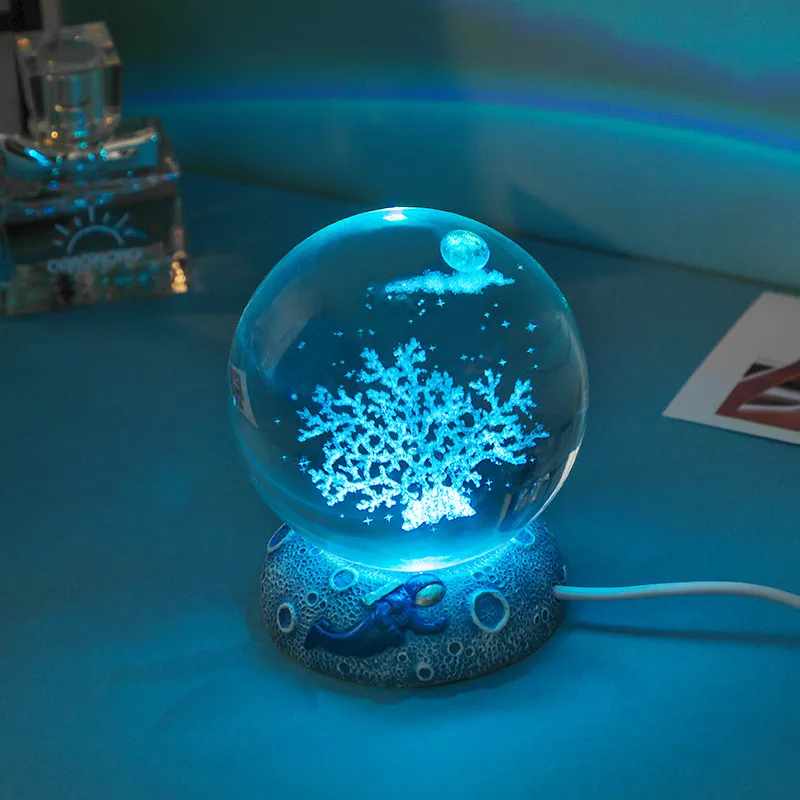 Shimmering Crystal Ball Night Light for Home Decor