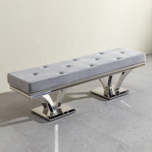 Modern Luxury French Design Leather Bench Seating Tufted Ottomans