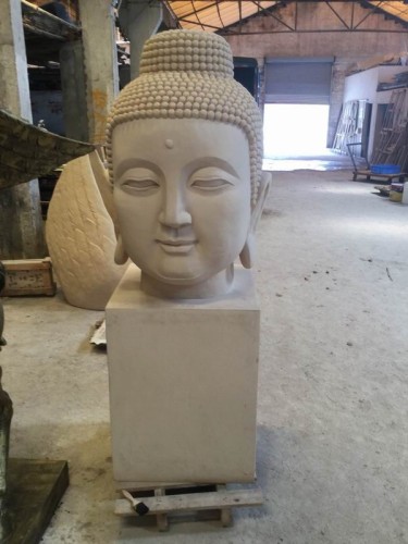 Large buddha head statue