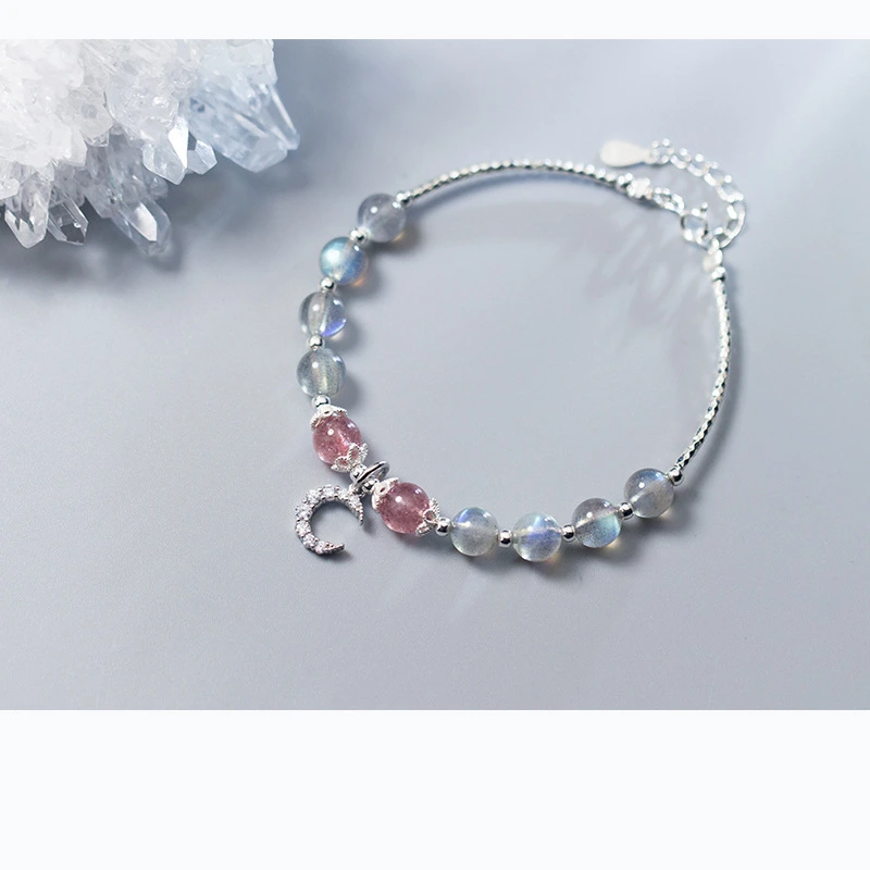 S925 Silver-Encrusted Moonstone Bracelet