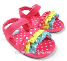 lacy pink barefoot baby girl sandal