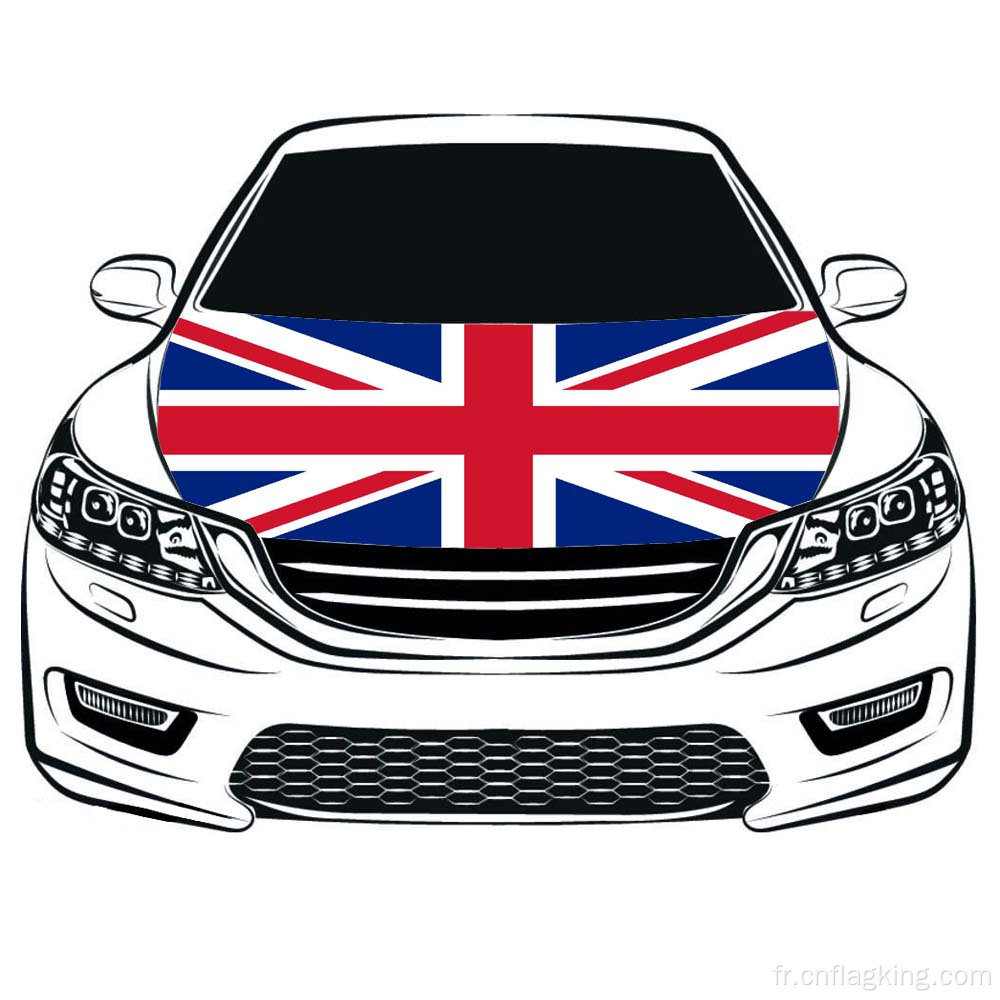 Drapeau de capot de voiture de Grande-Bretagne 100*150cm Drapeau de moteur Tissus élastiques Bannière de capot de voiture