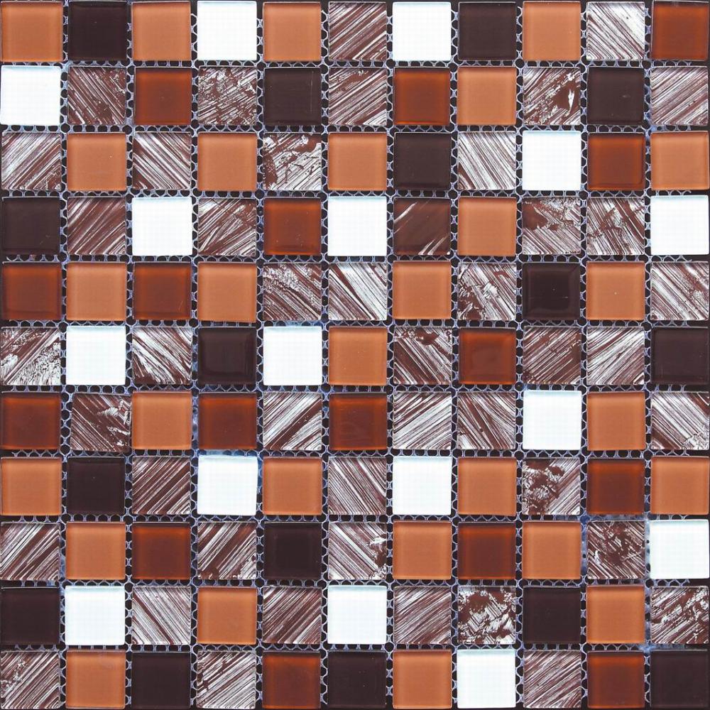 Brown Hand Painting Glass Wall Paving Mosaic Tile