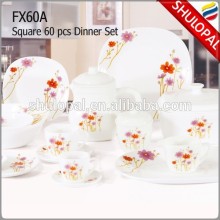 Square 60pcs opal glass dinnerware set