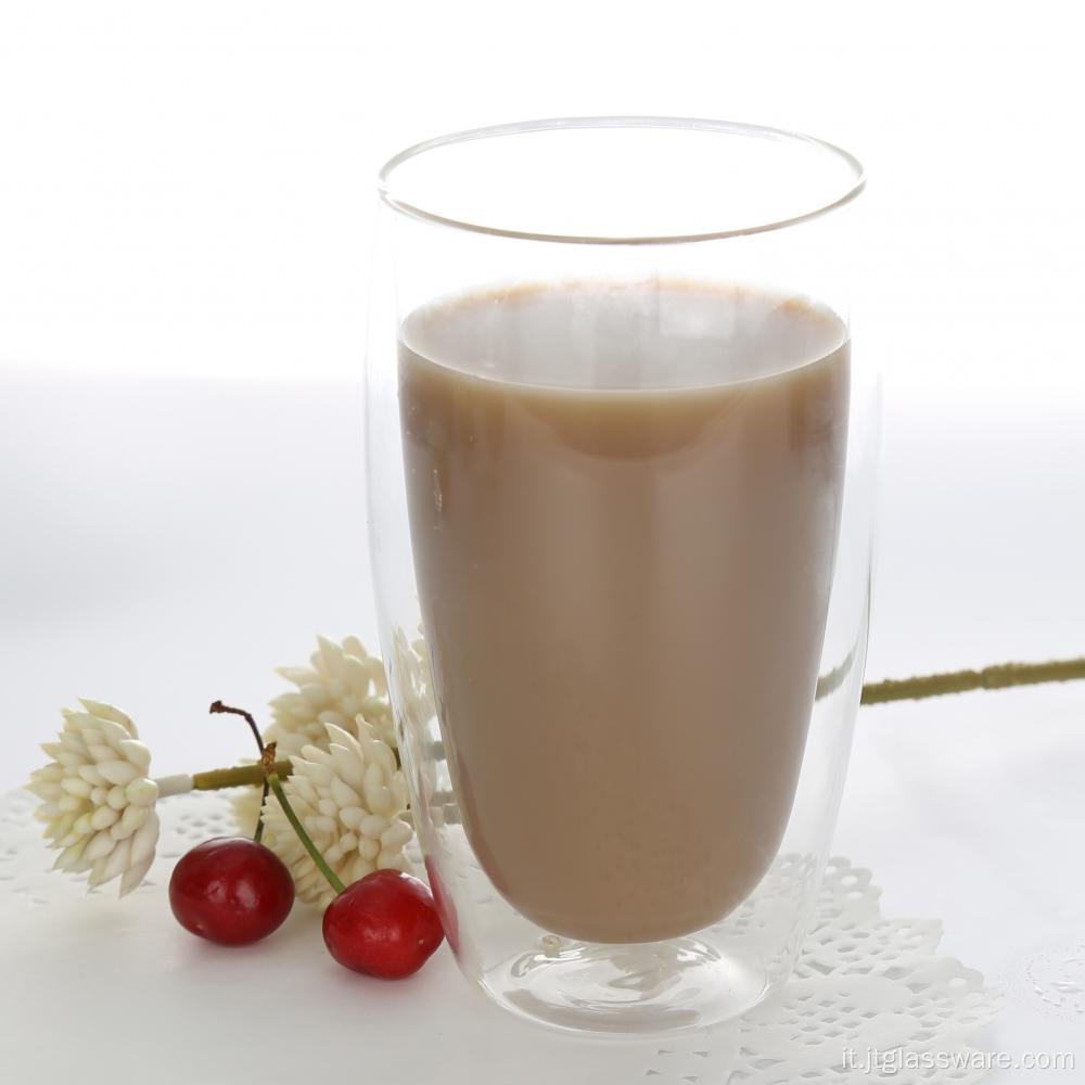 Tazza da latte per tazza da caffè in vetro a doppia parete da 450 ml
