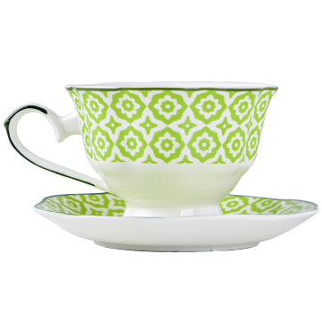 Bohemia Green Coffee Cup and Saucer Set Ceramic Coffee Mug Tea Cup Porcelian Milk Mug