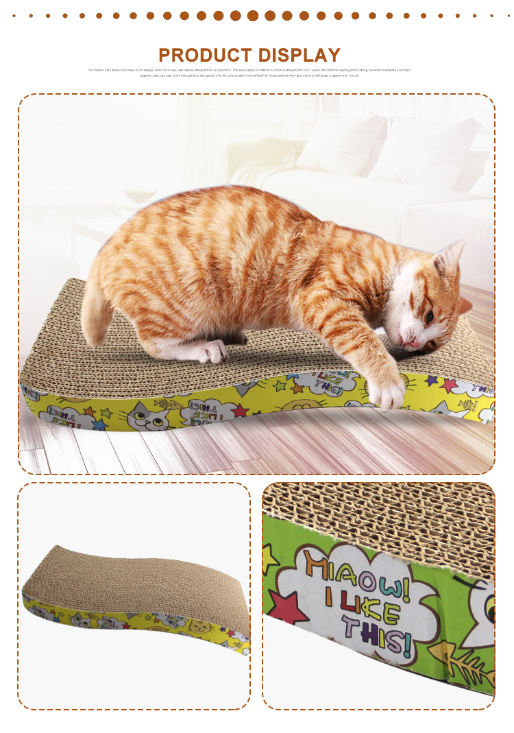 Factory Wholesale Funny Corrugated Cardboard Cat Scratcher With Free Catnip