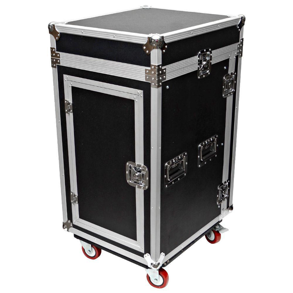 16 Space Rack Case 16U Flight Rack Case With 10 Space Slant Mixer Top and DJ Work Table