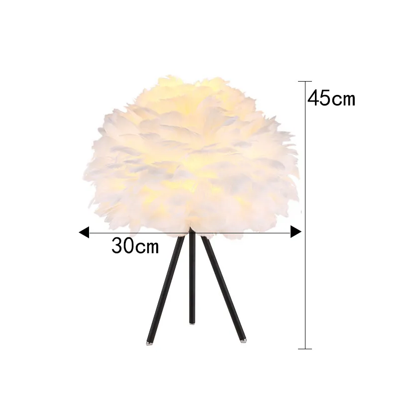 Feather Desk Lamp, Bedside Lamp, Triangular Bedroom Lamp LED Desk Lamp