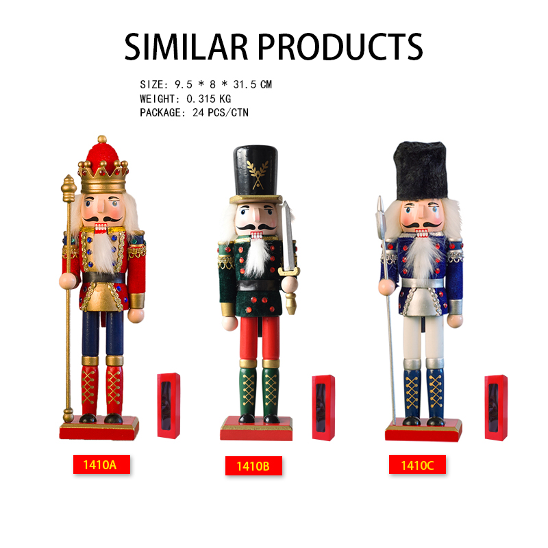 30cm Nutcracker kayu klasik untuk dekorasi Natal