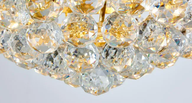 Elegant Gold Crystal Foyer Chandelier - Contemporary Ceiling Hanging Light Fixture