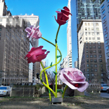 Custom Garden Art Metal Stainless Steel Rose Flowers Sculpture