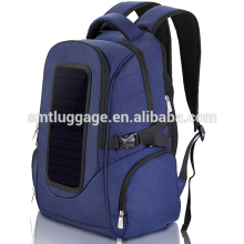 Blue solar panel backpack, with 6v6.5w solar panel and portable power bank