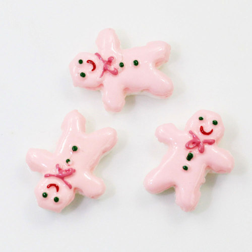 20*24mm Kawaii Gingerbread man shaped Mini Resin Charms Beads Slime Handmade Craft Decor Cabochon Christmas Party Tree Spacer