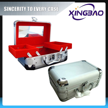 Aluminum huge combination cosmetic case,surface essential cosmetic case with mirror,aluminum nice cosmetic case