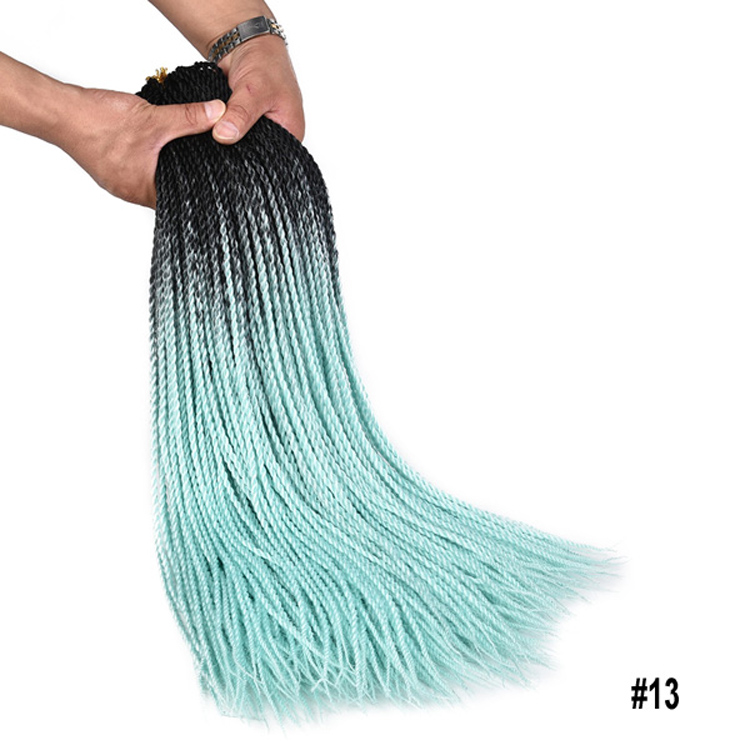 Pre loop easy to install ombre senegalese rainbow kanekalon african styles crochet braid twist synthetic hair