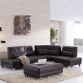 3 keping kulit Sectional Sofa Set Dengan Chaise