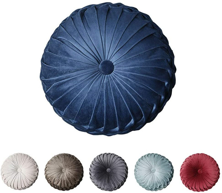 Amazon selling new style velvet round shape decorative cushion pillow