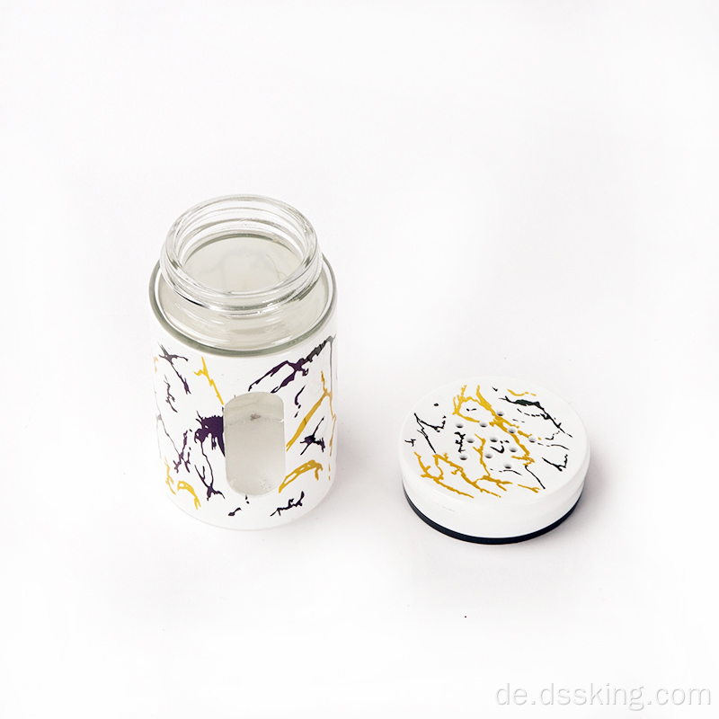 Hochwertiger schwarzes goldener weißer Hintergrund Druck 6pcs Gewürzglas Set Gewürzflaschengläser für Küche Set für Küche