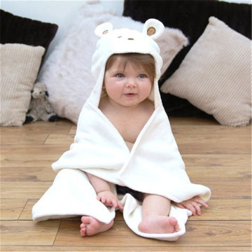 100% Organic Bamboo Baby Plain White Hooded Towel