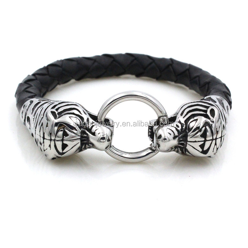 Yudan Custom Stainless Steel Bracelet Leather Tiger