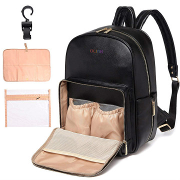 PU Leather Baby Diaper Bag Backpack