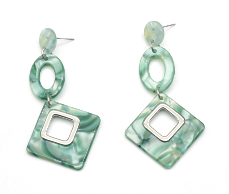 2021 Spring summer collection women green acetate square rectangle earrings