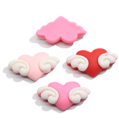 Hars Liefde Hart Vleugels Charms Roze Rood Flat Terug Hart Cabochon Kralen DIY Craft voor Telefoon Case Handgemaakte Decoratie: