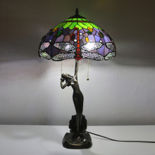 LongHuiJing Dragonfly Stained Glass Table Lamp