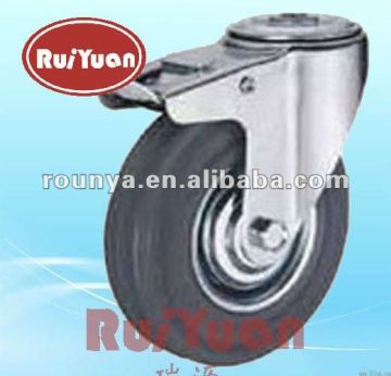 Gray Rubber industrial locking caster wheels