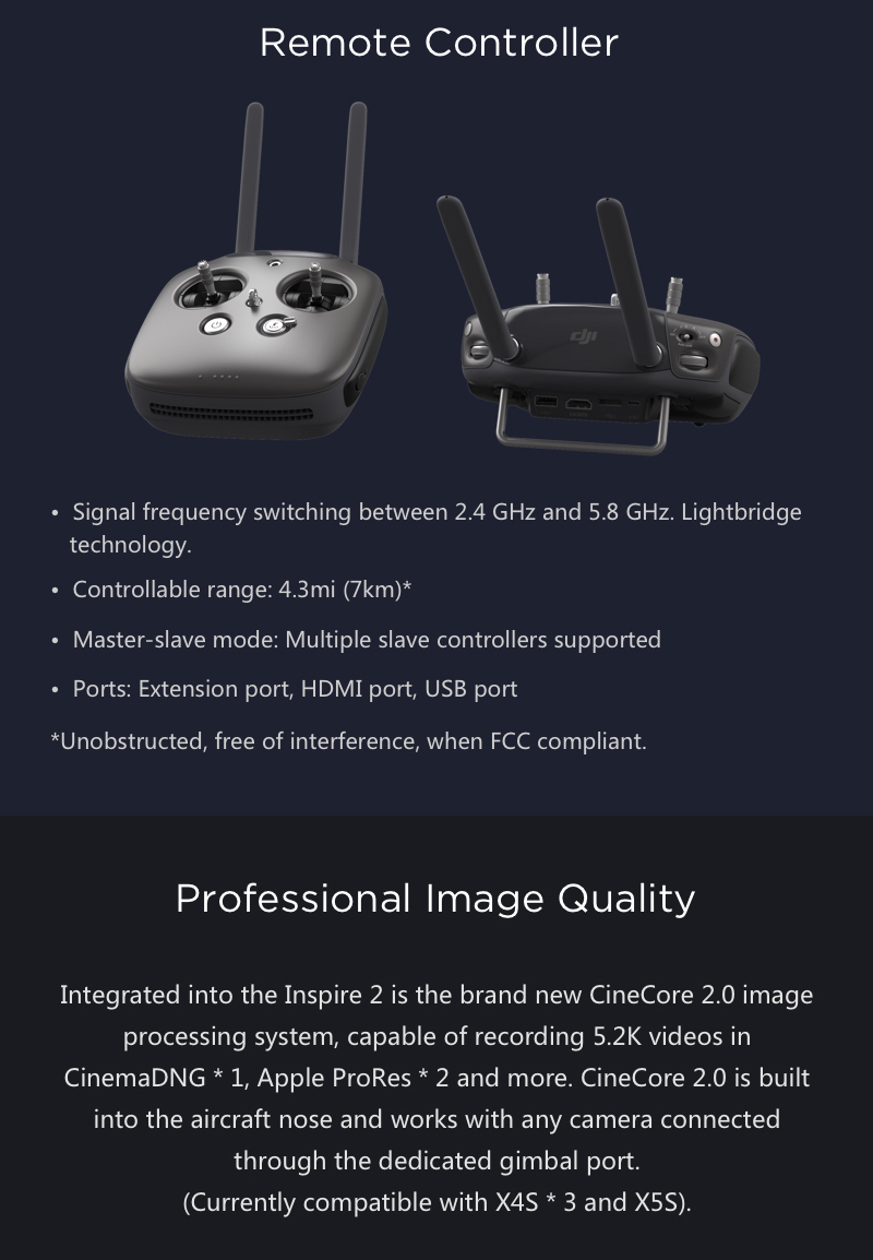 DJI Drone Inspire 2 with 5.2K camera X5S Camera