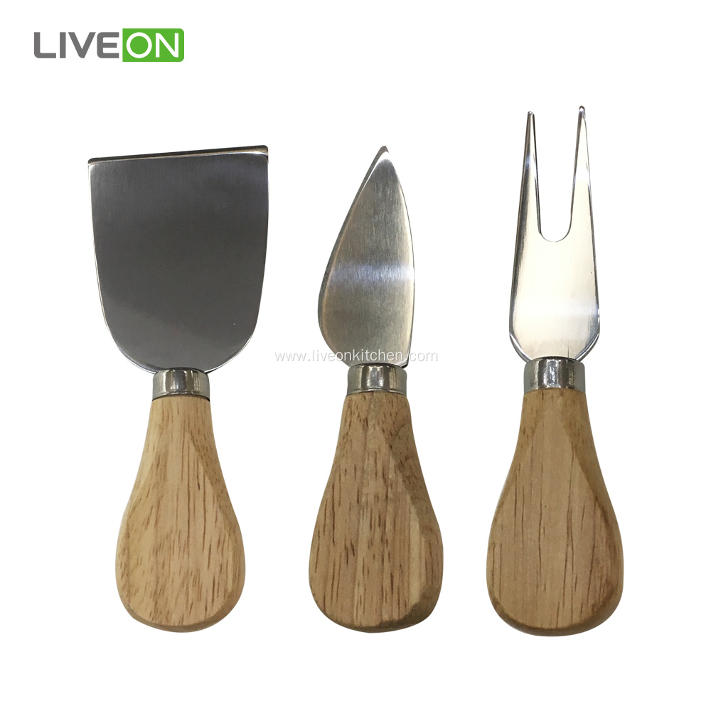 Cheese Knife Set With Rubber Wood Block