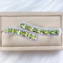Natural Peridot Bracelet S925 Silver Jewelry For Women
