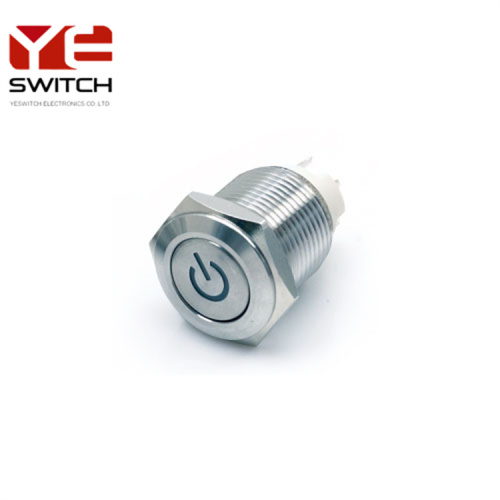 Yeswitch 16mm sakelar tombol tekan logam anti-vandal