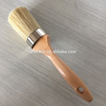 Nature wooden handle round chalk waxing painting brush with hot sale