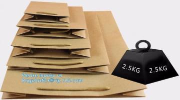 Foldable Kraft Paper Shopping Bag, Custom Logo Printed Brown Kraft Paper Bag, Flat handle Kraft Paper Takeaway Carryout Shopping