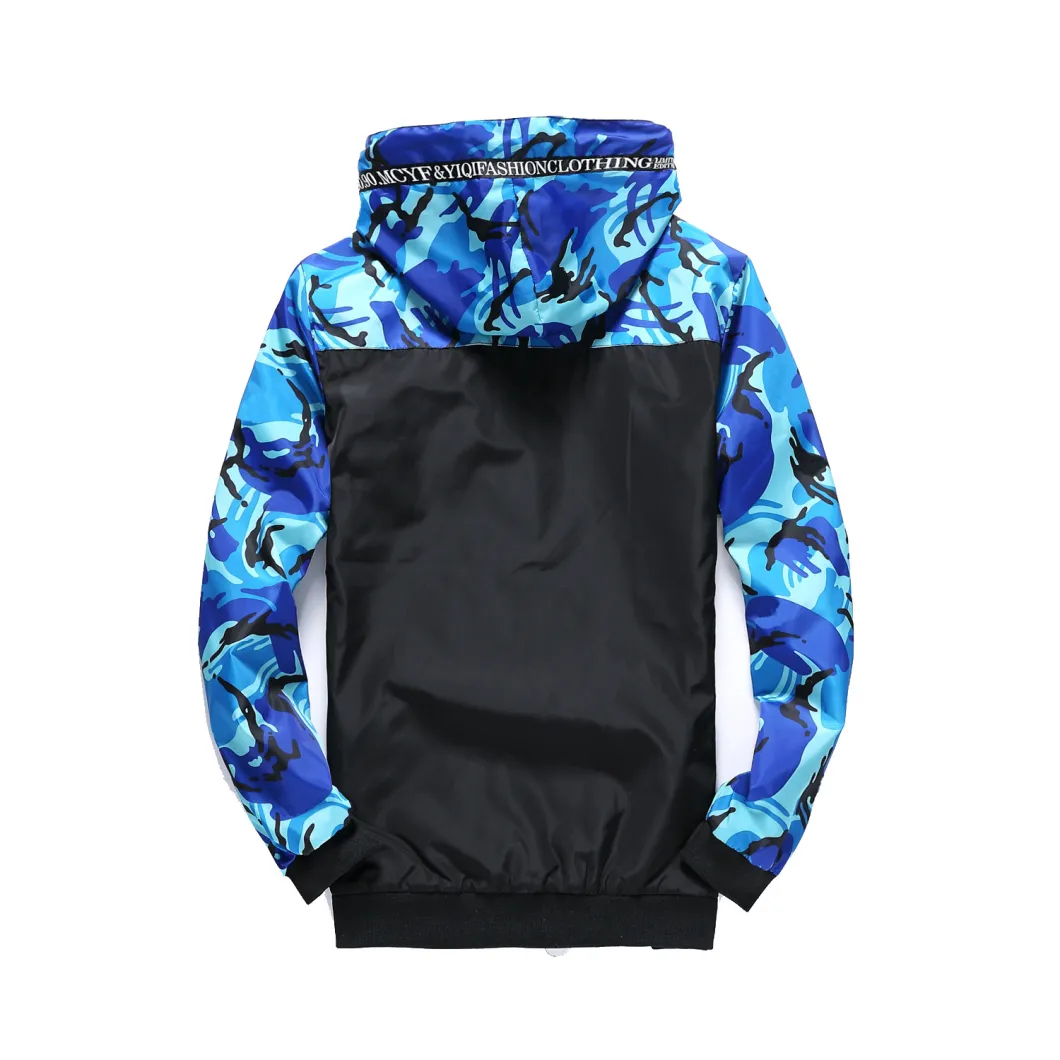 Wholesale New Mens Fashion Full Zip off Windbreaker Sport Hooded Camouflage Jacket