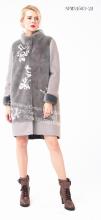 Lady Spain Merino Shearling Coat Wite Flower