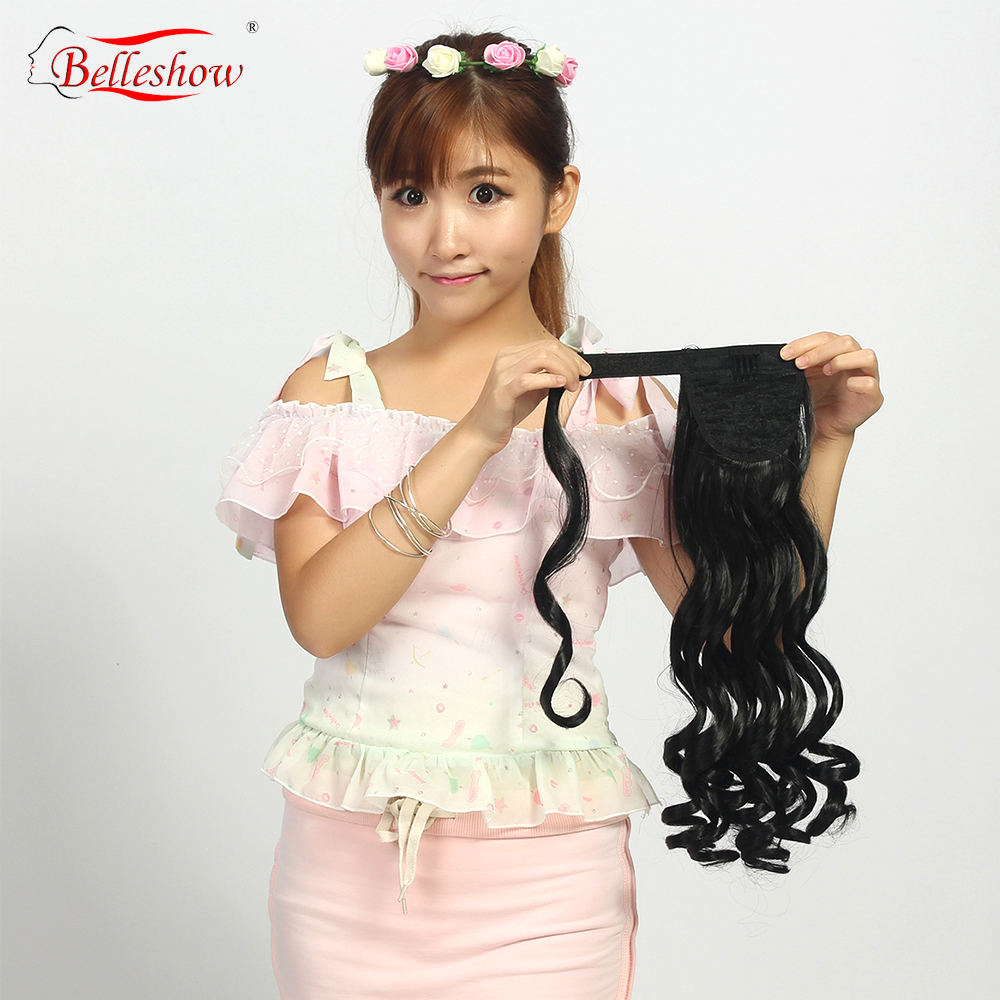 Hot sell kinky Curly Drawstring ponytail hair extension  synthetic ponytail clip in ponytail hair piece