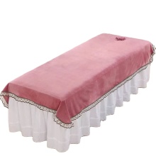 High-Grade Lace Edge Crystal Velvet Cotton Bed Sheet with Massage Holes
